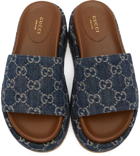 gucci blue mens slides|gucci platform slides men.